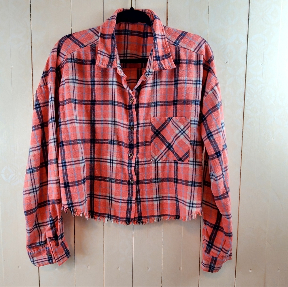 Plaid Coral Crop Top
